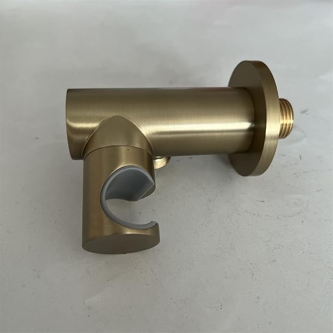 Hand Held Shower Head Holder with Hose Connector Shower Wand Holder Wall Mount Adjustable Handheld Shower Handle Sprayer Holder Shower Hose Adapter Shower Elbow with Spray Head Bracket Brushed Gold