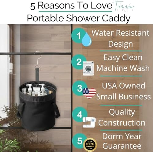 Quick Dry Mesh Shower Caddy for College Dorms – Lightweight Shower Caddy Mesh with Drawstring Top, Breathable Mesh Bottom, and Multiple Pockets with Zippers for Cruise Essentials for Shower (Black)