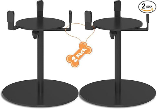 2 Pack Elevated Dog Bowl Stand, Adjustable Height 8-16in, Width 6-10in | Extra-Stable Tall Single Lifted Food Holder for Large Medium Size Breeds, Metal Non-Slip Raised Dish Riser Pet Water Feeder