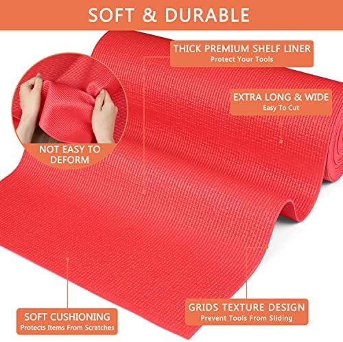 Foam Toolbox Liner Drawer Liner, Non-Slip Shelf Liners 20" W x 288" L Red