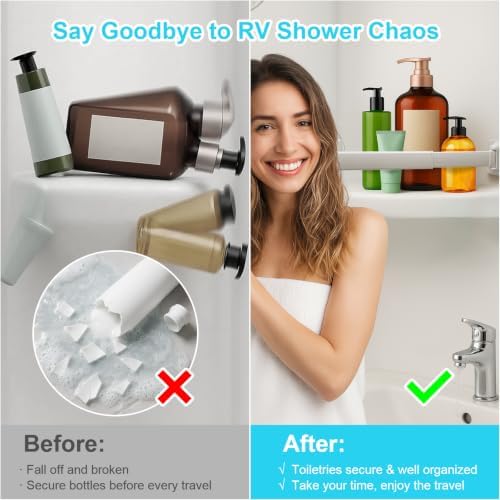 Aluminum RV Shower Corner Storage Bars for Bathroom Organization