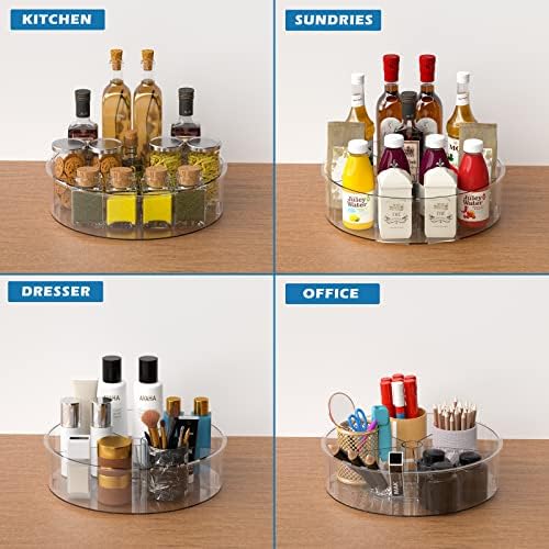 SANNO Round Lazy Susan Rotating Turntable Storage Container Rotating Organizer Spinning Organizer Bins for Kitchen Cabinet, Pantry, Refrigerator, Countertop,Set of 2