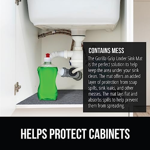 GORILLA GRIP LeakGuard Under Sink Mat for Kitchen Cabinet, 24x50 Charcoal