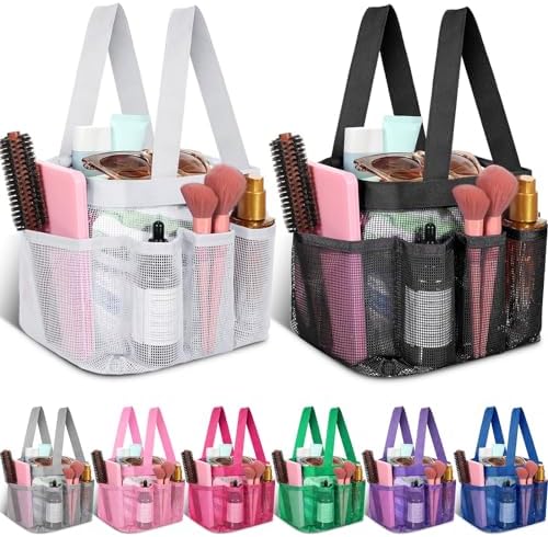 8 Packs Large Mesh Shower Caddy with 8 Pocket and Handle, Multicolor