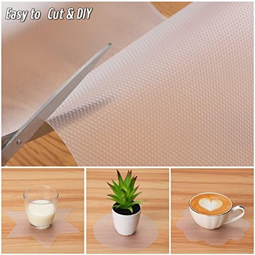 Anoak Shelf Liner, 12 Inches x 10(120.1 Inch) FT Non-Slip Cabinet Liner, Diamond Pattern Clear