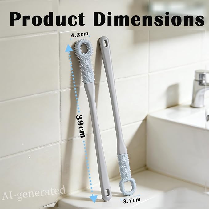2 Pack Foot Brush in Shower, Extended Handle Foot Scrubber, Soft Rubber for Cleaning Dead Skin, Dense Foam Toe Cleaning with Hanging Storage,Scrub Brush for Senior, Pregnant, Men, Women(Blue)