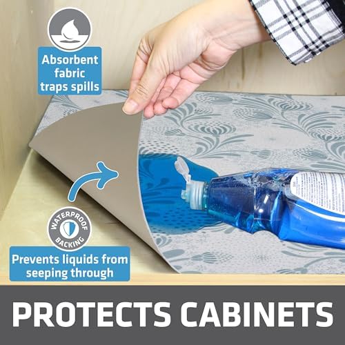 Drymate Premium XL Under Sink Mat, Waterproof Liners, 24”x59”, Light Blue