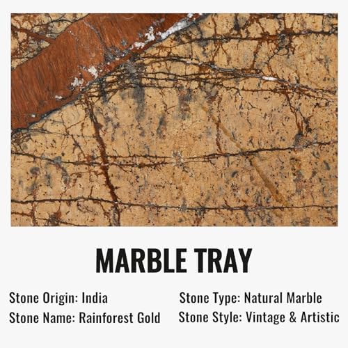 Koville Indian Natural Marble Decorative Tray, 12"x6" - Countertop Organizer, Catchall for Perfume, Candles, Jewelry