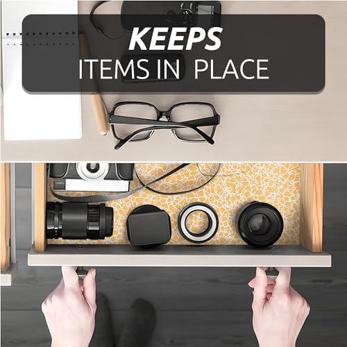 FIFTY-FEET 12X360 Inch Shelf Liner with Scissor & Tape Measure for Kitchen Cabinets, PVC Drawer Liner for Dresser Non-Slip Bathroom, Non-Adhesive Cabinet Liner Washable (Orange Crack)