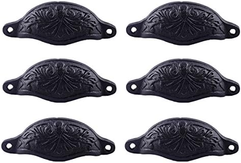 Renovators Supply Wrought Iron Knobs For Cabinets And Drawers - Antique Drawer Knobs - Decorative Cup Cabinet Pulls - Cupboard Knobs - Unique Cabinet Knobs with Mounting Hardware - 4.5 In., Pack of 6