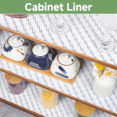 Shelf Liners 19 inch x 20 ft Shelf Liners for Kitchen cabinets nonstick Shelf Lining Drawer Mats EVA Protector for Cupboard (White Diagonal Stripes,19 inch x 20 ft)