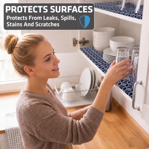 Drymate Premium Luxury Shelf & Drawer Liners, 12”x59”, 24-Pack, Indigo