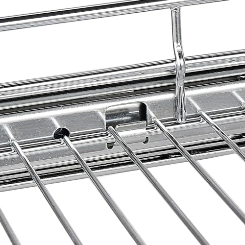 OCG Pull Out Cabinet Organizer 2 Pack (15" W x 21" D), Pull out Shelves 1 Tier, Cabinet Slide Out Shelves for Base Cabinet Organization in Kitchen Bathroom Pantry, Bottom Mount, Chrome Finish