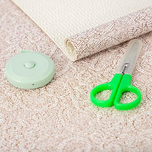 FIFTY FEET 18X192 Inch Shelf Liner with Scissor & Tape Measure for Kitchen Cabinets, PVC Drawer Liner for Dresser Non-Slip Bathroom, Non-Adhesive Cabinet Liner Washable (Chocolate Cream Color)
