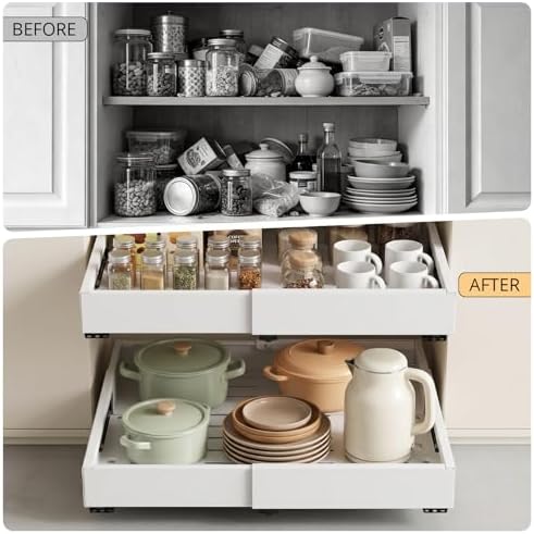DOMNIU 2 Pack Pull Out Cabinet Organizers Width(12"-19"), Depth(17"-23")