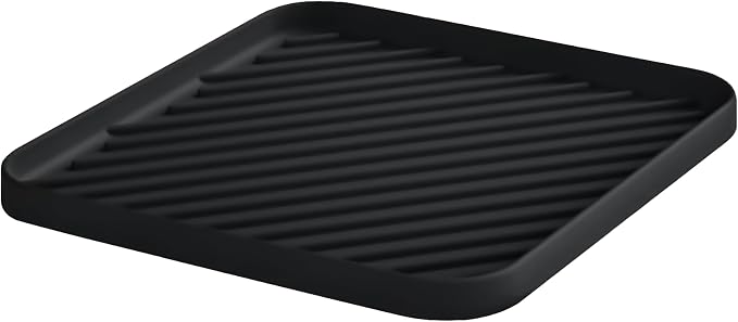 Silicone Organizer Tray for Kitchen Sink and Bathroom, Dishwasher Tray, Versatile Bathroom and Drawer Organizer Trays, Non-Slip Countertop(Black)