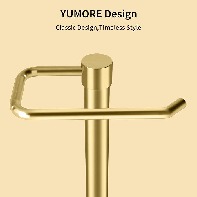 YUMORE Hand Towel Holder Stand Countertop Towel Rack Free Standing Towel Bar Hanger for Bathroom Kitchen (Gold)