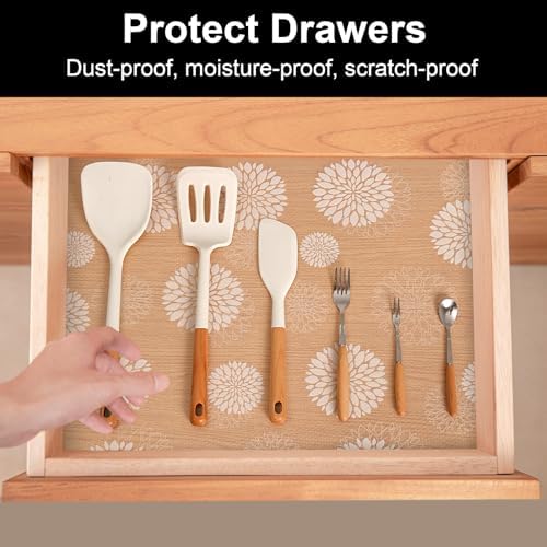 Cooyes Shelf Paper for Kitchen Cabinets Non Adhesive, Waterproof & Oil-Proof Kitchen Drawer Liner for Refrigerator Drawer Fridge Cupboard (23.6 Inch W x 354 Inch L)