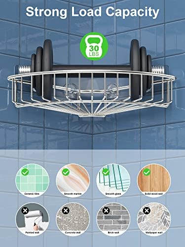 SMARTAKE 4-Pack Corner Shower Caddy, SUS304 Stainless Steel, Wall Mounted Bathroom Shelf with Adhesive, Storage Organizer for Toilet, Dorm and Kitchen (Silver)