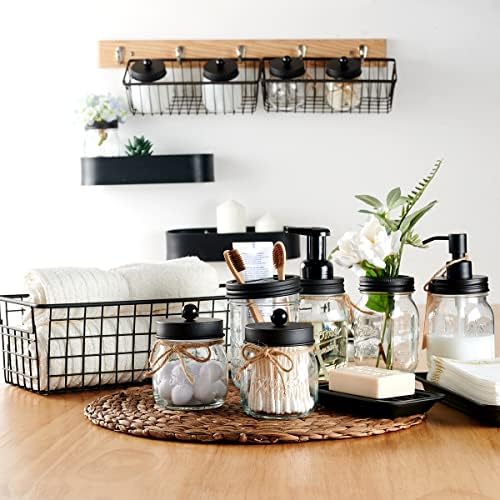 SheeChung Glass Mason Jar Bathroom Accessories Set, 6Pcs Farmhouse Decor
