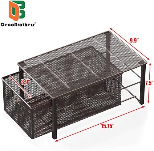 Deco Brothers Stackable Pull Out Cabinet Sliding Basket with Divider, Large
