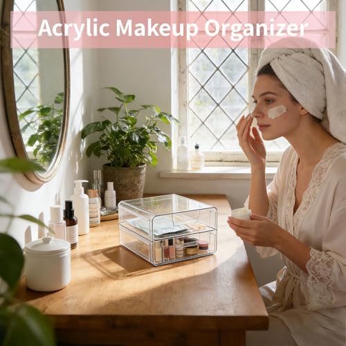 Clear Stackable Storage Drawers,Acrylic Makeup Drawer Organizer