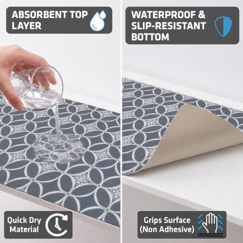 Drymate Premium Luxury Shelf & Drawer Liners, 12”x59”, 2-Pack, Indigo Grey