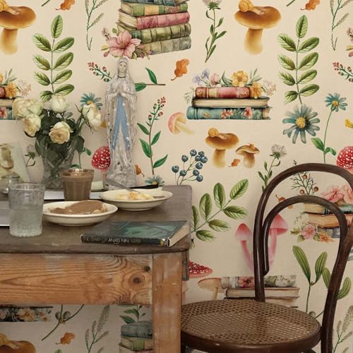 Adhesive Shelf Liner,Boho Floral Shelf Contact Paper for Cabinets,Vinyl Film Decorative Drawer Liners for Dresser Sticker (White Boho Floral, 17.3 inch x 118 inch)