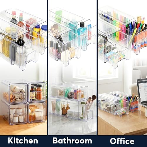Sorbus Clear Stackable Storage Drawers with Handles (Large, 2 Pack)
