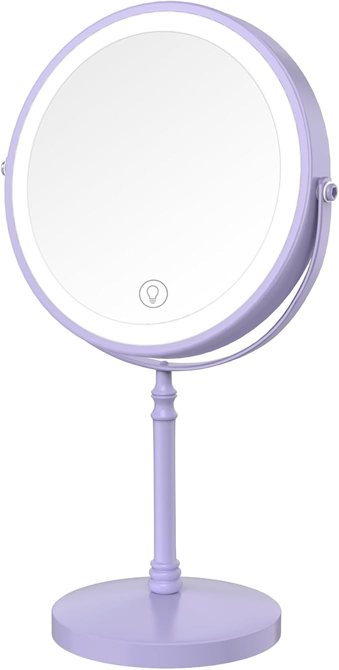 DEIOVWXS Makeup Mirror, Rechargeable Vanity Mirror with 3 Lights, 1X/10X | Adjustable Brightness, 3000mAh, Double-Sided, Gift for Mom, Women, Wife, Girls, Dorm Room Essential