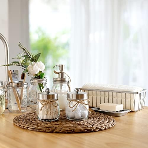 SheeChung Glass Mason Jar Bathroom Accessories Set, 6Pcs Farmhouse Decor
