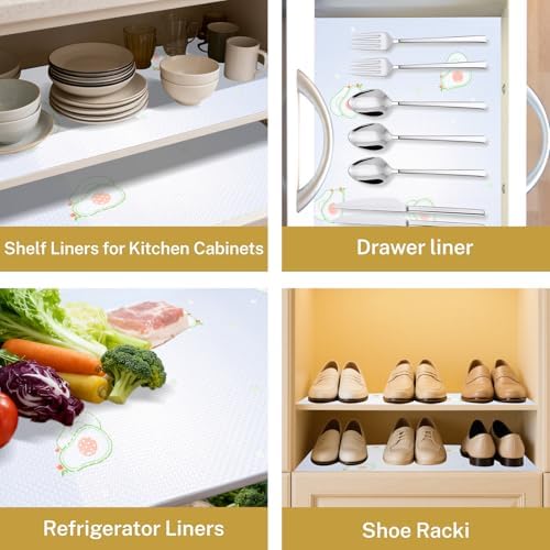 Cabinet Liner Dresser Drawer Liner, Shelf Liner Paper for Kitchen Cabinets Non Adhesive, Waterproof Durable Protect Desks, Cupboard, Drawers, Pantry, Tableware, Refrigerator, Renter Friendly