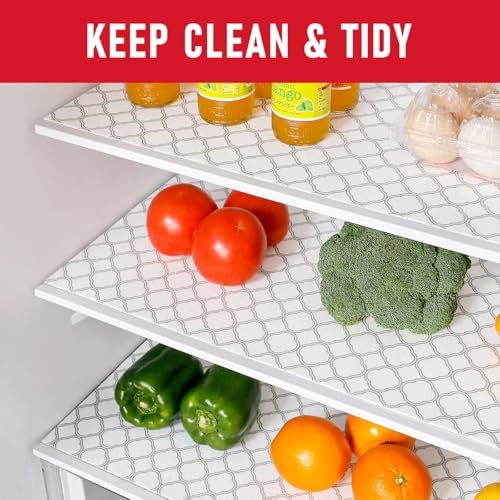 Cooyes Refrigerator Shelf Liners for French Door Fridge, 17.7" × 36" Extra Large, Non-Slip Fridge Mats Machine Washable, Refrigerator Drawer Liner for Glass Shelves Kitchen Cabinet
