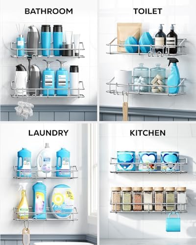Nieifi Shower Caddy Adhesive, Shower Shelves, Shampoo Holder for Bathroom