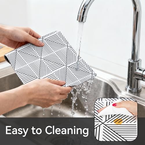 FIFTY FEET 20"x120" Non-Adhesive Shelf Liner for Kitchen Cabinets and Drawers, Washable Non-Slip PVC Cabinet Liner (Black Modern)(1 Roll)
