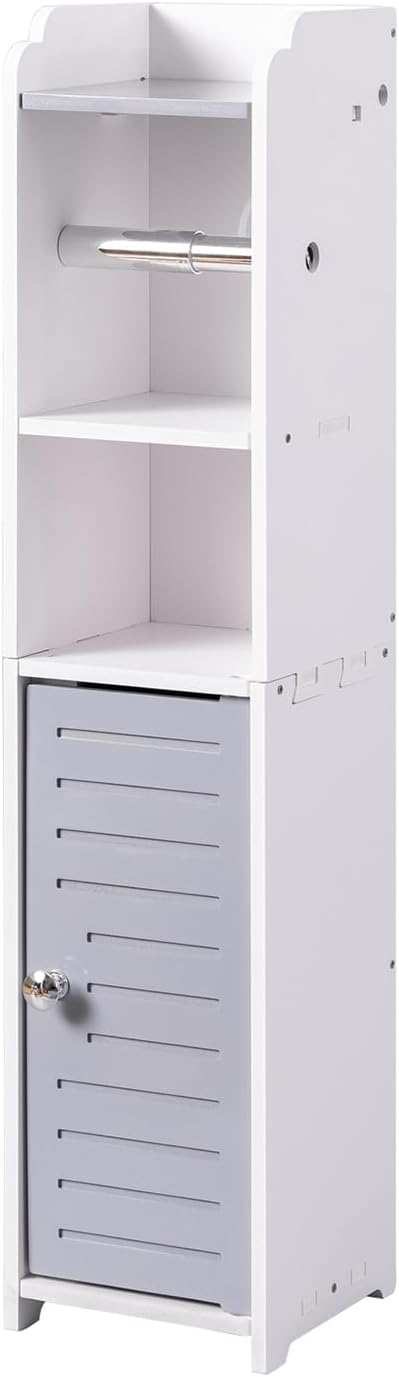 AOJEZOR Toilet Paper Holder Small: Bathroom Storage Cabinet for Renters