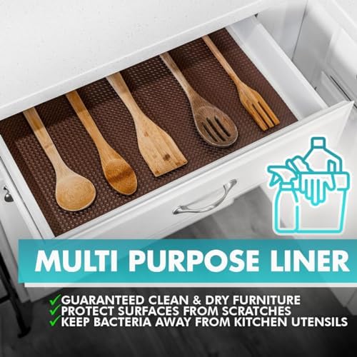 Shelf Liner, Drawer Liner & Kitchen Cabinet Liner – Thick Waterproof Rubber Refrigerator Liners, Fridge Mat, Wire Shelf Cover for Dresser, Pantry, Bathroom, Closet & Toolbox