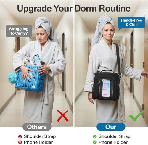 F-color Crossbody Shower Caddy Portable - Shower Bag with Hands-Free Strap