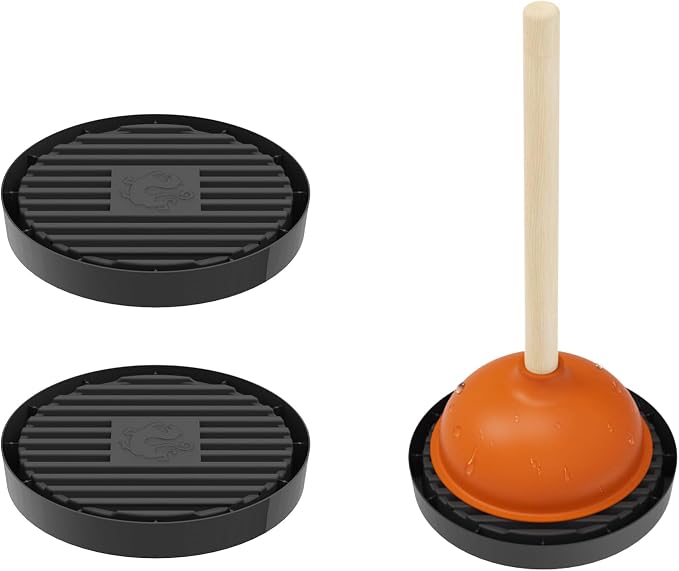 Plunger Tray 2pcs Black - Plunger Mat Air Drying Mat for Toilet Plunger - Plunger Holder Catches Drips - Wicks Water from Plunger and Dries Quickly, Toilet Plunger Holder only