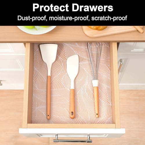Cooyes Shelf Liners for Kitchen Cabinets, Refrigerator Liners Waterproof & Oil-Proof Kitchen Cupboard Liner Drawer Mats EVA Material Non Adhesive Fridge Liner for Shelves（17.5" W x 360" L）