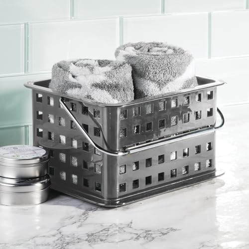 iDesign Stackable Shower Basket with Handle, Gray, Set of 3