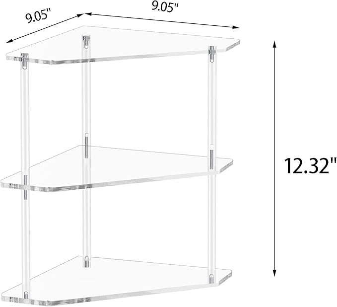Tasybox Corner Shelf, 2 Tier Bathroom Counter Organizer Acrylic Organizer | Clear Corner Shelves, Bathroom Countertop Organizer, Plate Organizer for Cabinet Bathroom Kitchen Vanity Makeup Spice