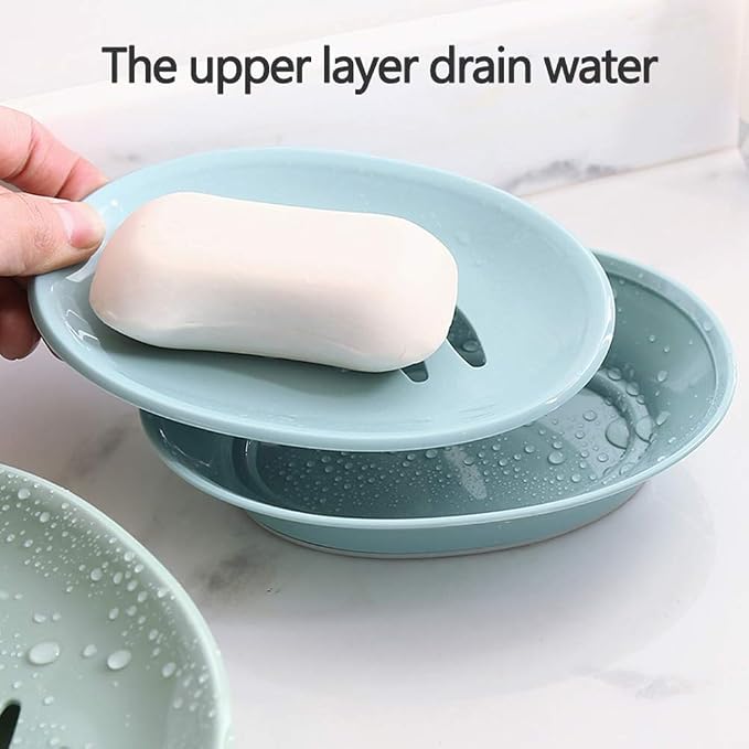 WYOK 2-Pack Soap Dish Plastic Soap Holder with Drainage for Shower (Blue) | Bar Soap Tray, Soap Case with Drain, Keep Soap Dry, Self Draining, Non-Slip, Easy Cleaning, For Bathroom Kitchen Sink
