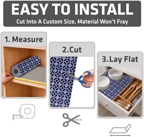 Drymate Premium Luxury Shelf & Drawer Liners, 12”x59”, 24-Pack, Indigo