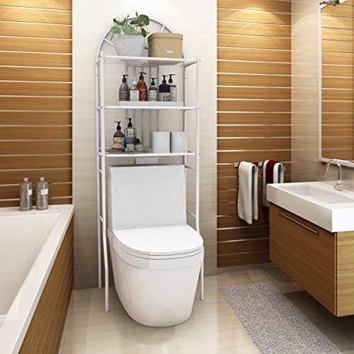 Tangkula Bathroom Space Saver, 3-Tier Over the Toilet Storage Rack, Bathroom Organizer with Metal Frame Shelf for Home Bathroom Laundry, 23 x 13 x 68 Inches, White