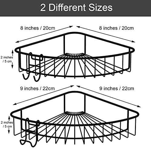 Shower Shelf for Inside Shower, Corner Shower Shelf, Shower Corner Caddy, Adhesive Shower Caddy, Shower Wall Caddy, Stainless Steel Shower Caddy Suction No Drill Bathroom Storage 2 Pack Black