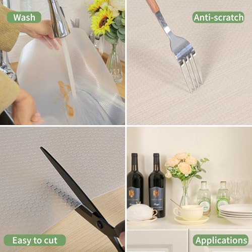 Shelf Liners 22 inch x 20 ft Kitchen Cabinets Liner Non-Stick Drawer Liners Drawer Mats EVA Protector Shelving Cupboard Lining (Clear, 22 inch x 20 ft)