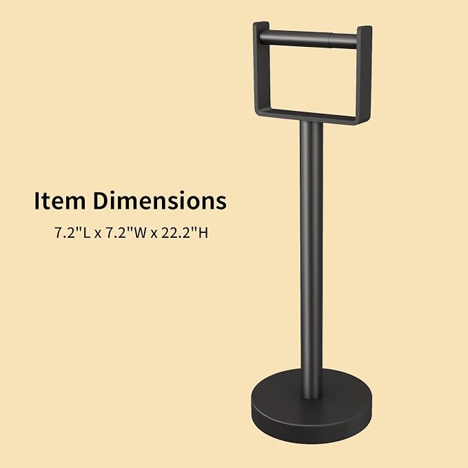 Heavy Duty Toilet Paper Holder Stand, Extra-Weighted Base No Tipping | Stainless Steel Toilet Paper Stand, Free Standing Floor Tissue Roll Holder for Bathroom, Matte Black 200UP