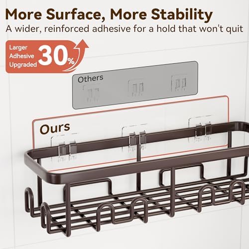 YASONIC Shower Caddy Adhesive, Rustproof Shower Organizer, Wall Shower Rack