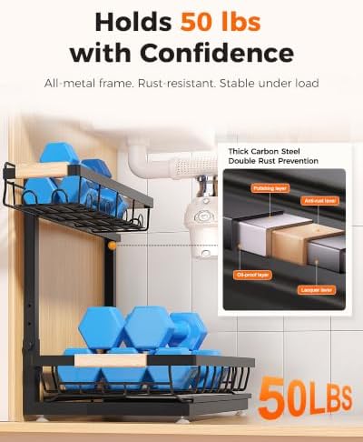 Sevenblue 3-Pack Under Sink Organizer, 2-Tier Pull-Out Cabinet Organizer